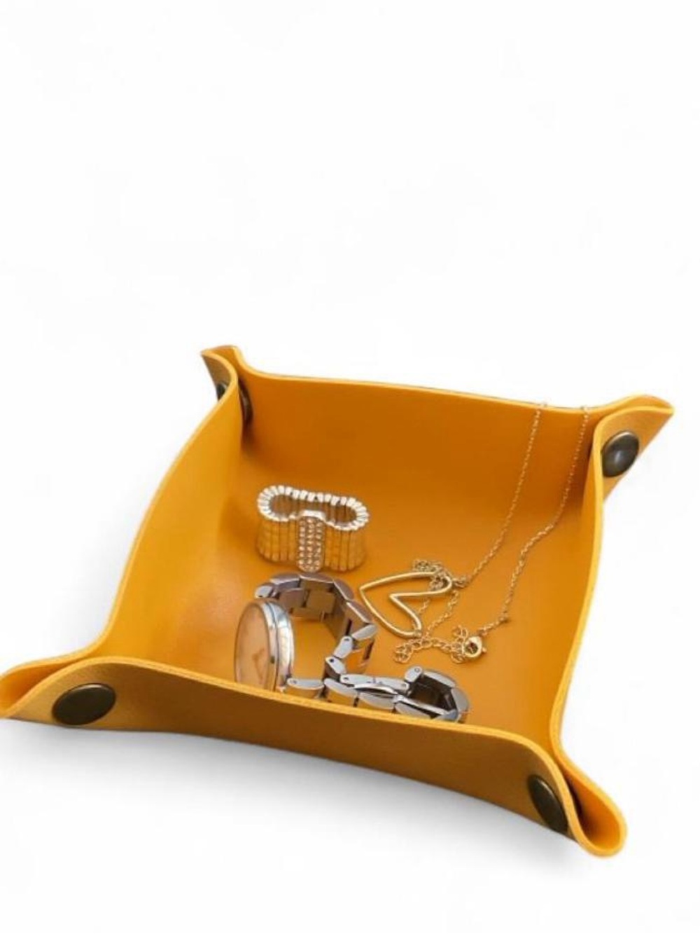 NWOT Yellow Leather Catchall Jewelry Tray